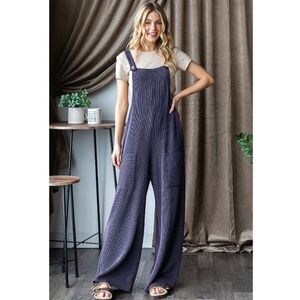 "The Delta" Navy Corded Ribbed Jumpsuit